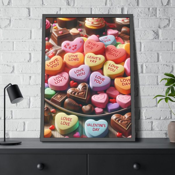 93831-271.jpg Colorful Candy Hearts Framed Poster