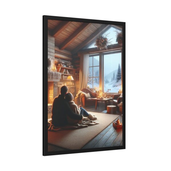 93831-281.jpg Couple in a Romantic Winter Cabin Framed Poster