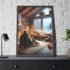 93831-283.jpg Couple in a Romantic Winter Cabin Framed Poster