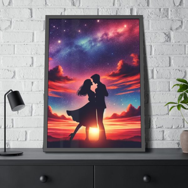 Romantic Silhouettes of a Couple Framed Poster
