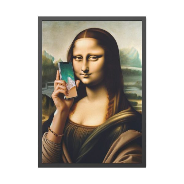 93831-312.jpg Mona Lisa Talking on a Smartphone Framed Poster