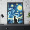 93831-319.jpg Black Cat Silhouetted Against a Night Sky Framed Poster