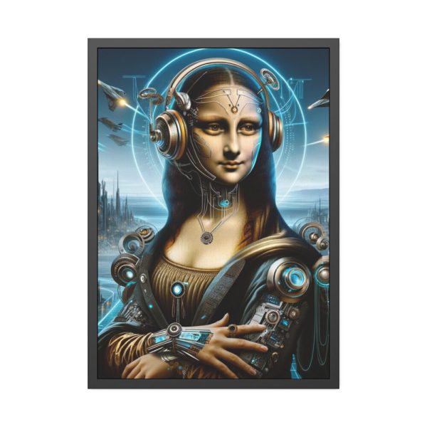 93831-324.jpg Mona Lisa Reimagined in a Futuristic Setting Framed Poster