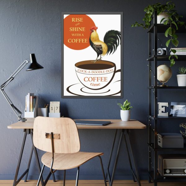 93831-70.jpg Coffee Cup Rooster Retro Framed Poster