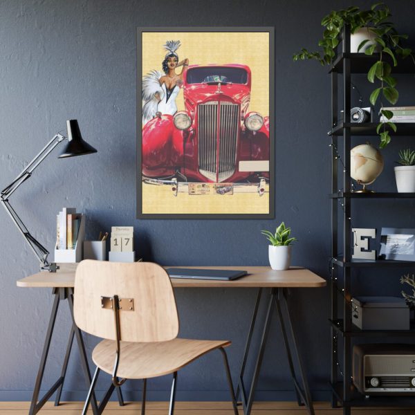 93831-86.jpg Car And Woman Vintage Framed Poster