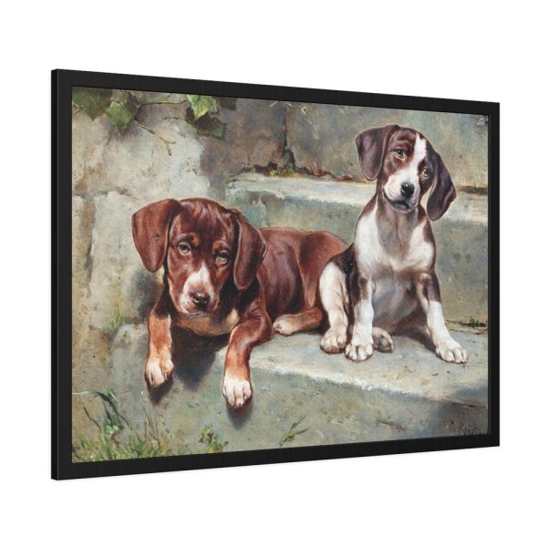 93854-181.jpg Dogs Puppies Vintage Old Framed Poster