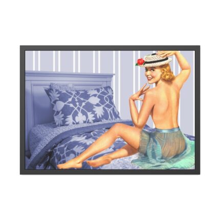 Pin-up Girl On Bed Framed Poster