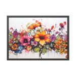 Colorful Watercolor Flowers on White Background Framed Poster