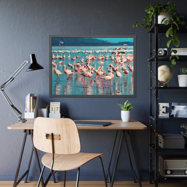 93854-230.jpg Pink Flamingo Lake Framed Poster