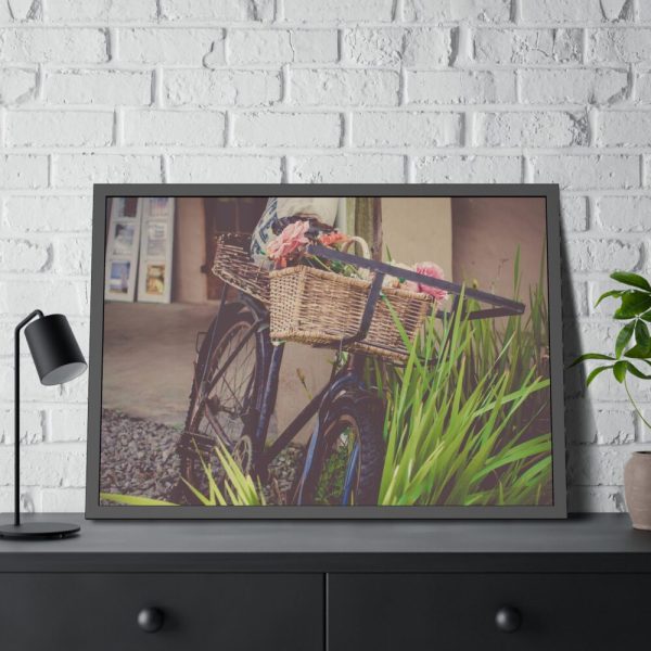 93854-279.jpg Flowers on Bicycle Framed Poster
