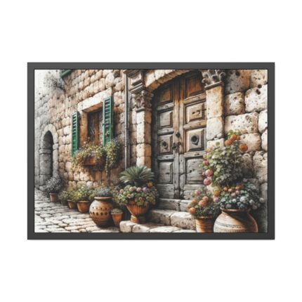 Mediterranean Street Scene Framed Poster