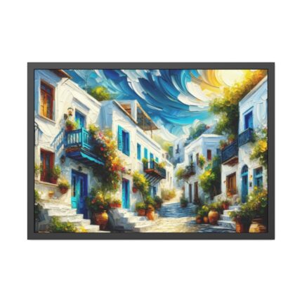 Mykonos Architecture and the Sea Framed Poster