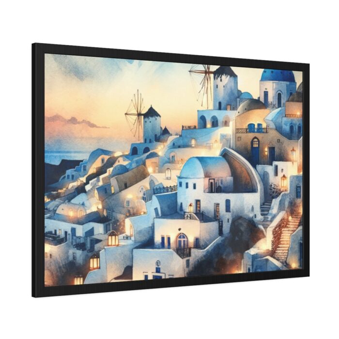 Oia Village in Santorini at Night Framed Poster - Image 2