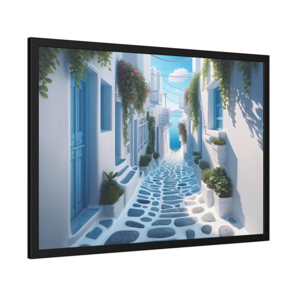 White Greek Street Framed Poster