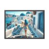 Woman With Blue Hair in Greece Framed Poster