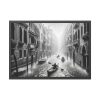 93854-364.jpg Black and White Venice Canal During Heavy Rain Framed Poster