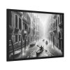 93854-365.jpg Black and White Venice Canal During Heavy Rain Framed Poster