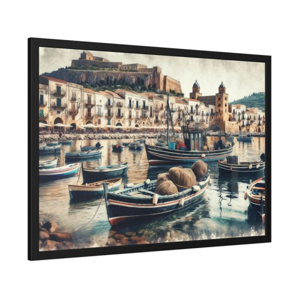 93854-373.jpg Fishing Boats at Cefalu Harbor, Italy Framed Poster