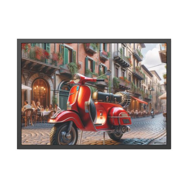 93854-400.jpg Red Vespa in Italy II Framed Poster