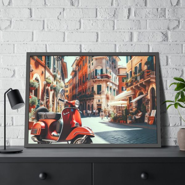 93854-415.jpg Red Vespa in Italy I Framed Poster