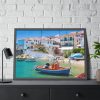 93854-463.jpg Greek Coastal Town Framed Poster