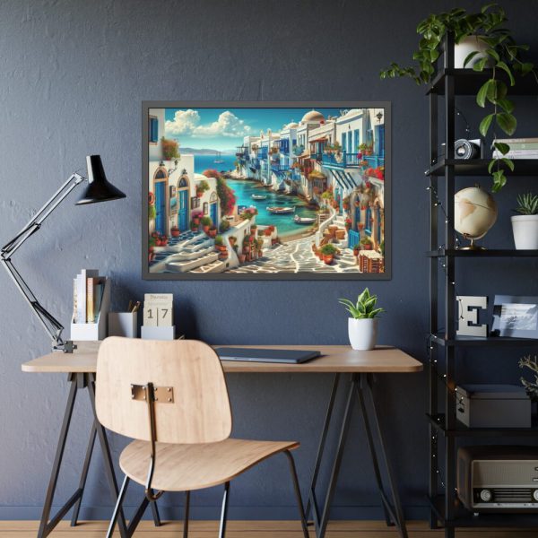 93854-490.jpg Greek Island Scene Framed Poster