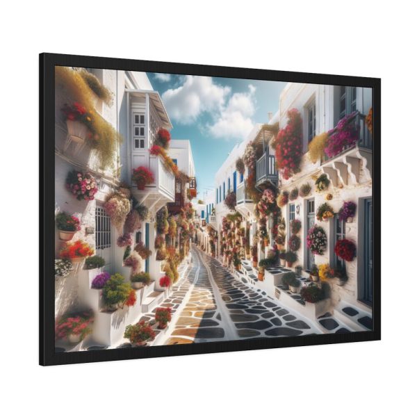 93854-493.jpg Greek Street With Flowers Framed Poster