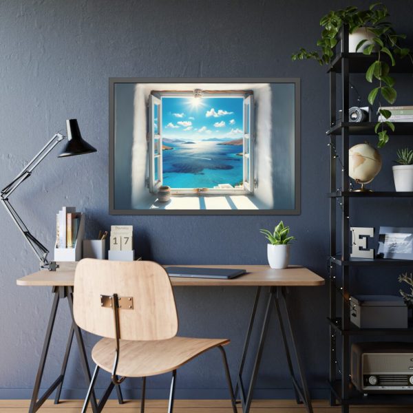 View of the Sea From the Window in Greece Framed Poster