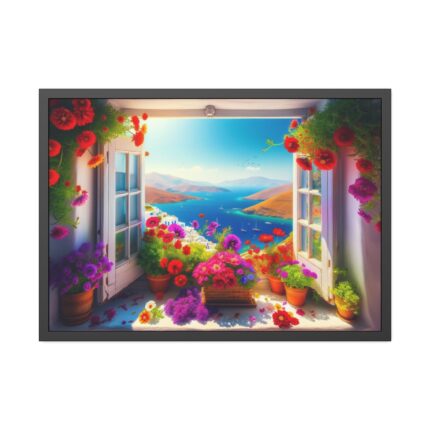 Window View in Greece Framed Poster