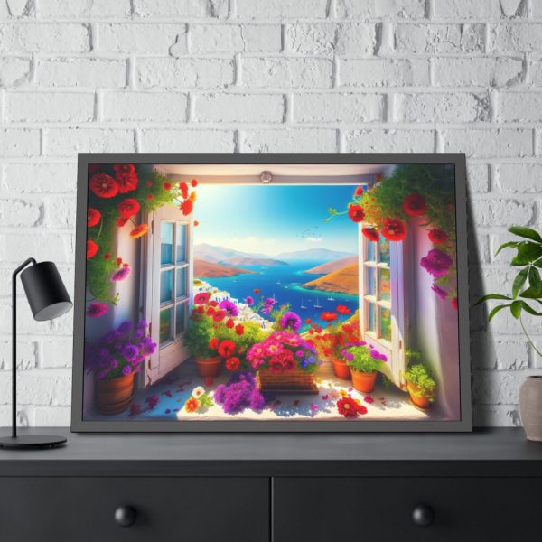 Window View in Greece Framed Poster