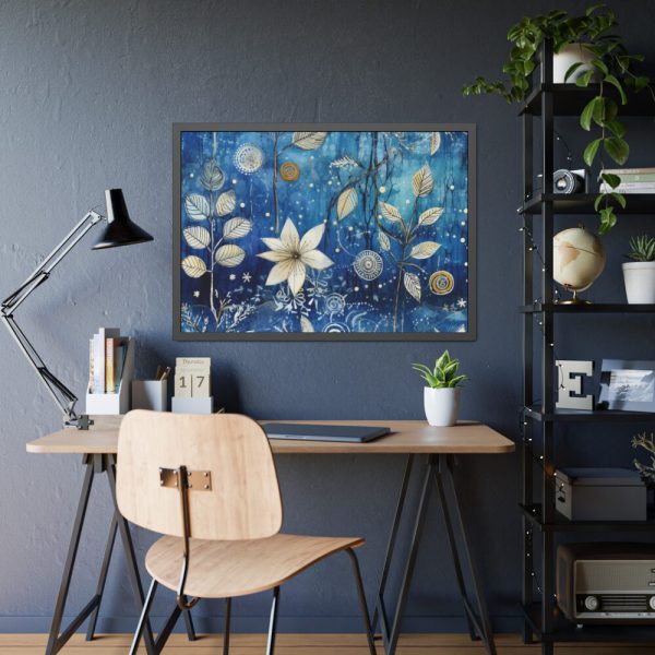 Blue Floral Seamless Pattern Framed Poster