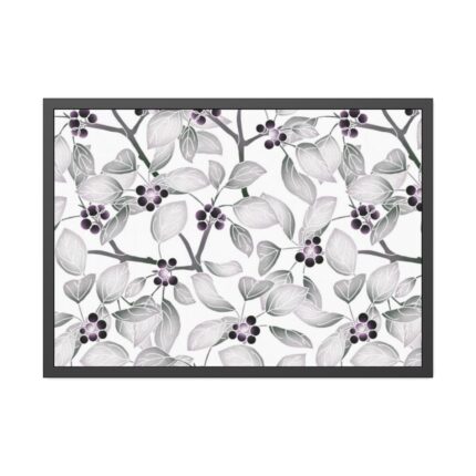 Grey Floral Pattern Framed Poster