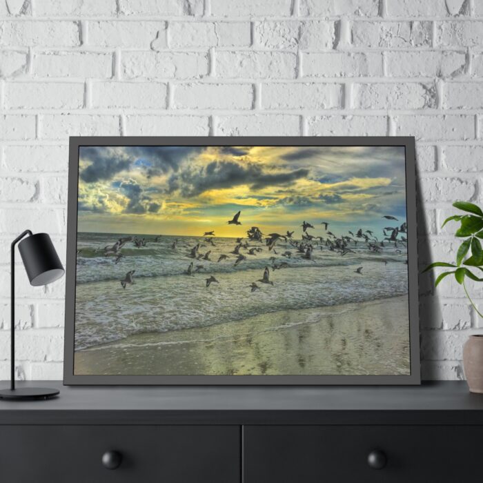 Convey of Birds are Flying Duing Sunset Framed Poster - Image 4