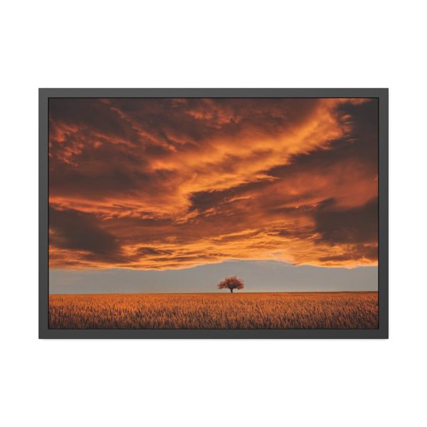 Orange Scenery With Beautiful Tree Framed Poster
