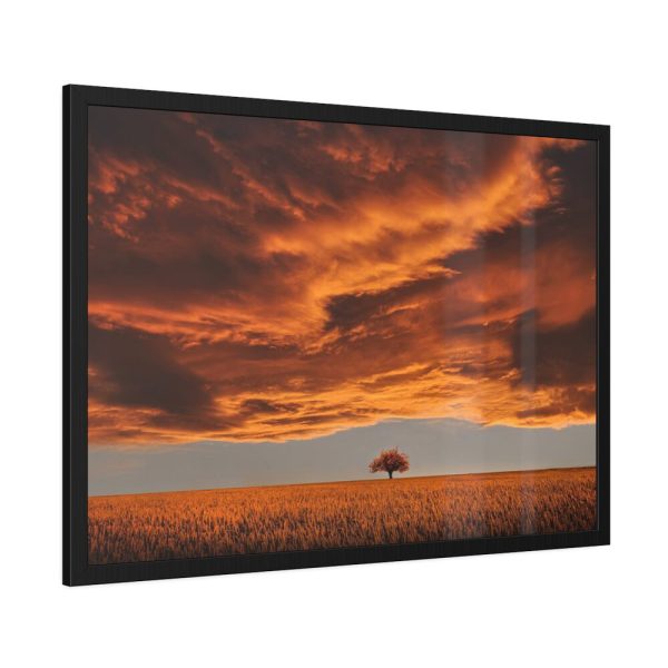 Orange Scenery With Beautiful Tree Framed Poster
