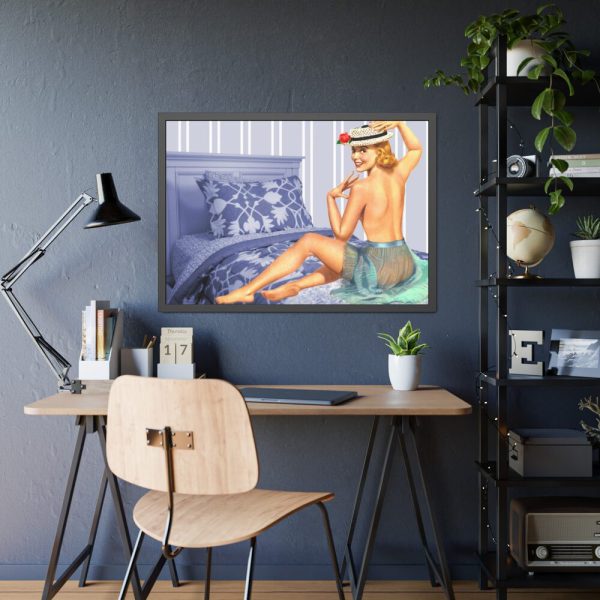 93855-202.jpg Pin-up Girl On Bed Framed Poster