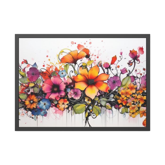 Colorful Watercolor Flowers on White Background Framed Poster - Image 5