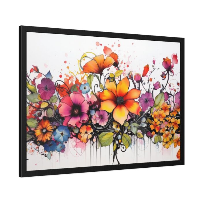 Colorful Watercolor Flowers on White Background Framed Poster - Image 6