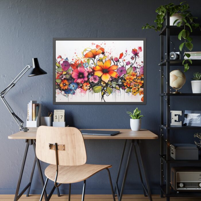 Colorful Watercolor Flowers on White Background Framed Poster - Image 7
