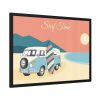 93855-225.jpg Camper Van, Surfboard, Beach Framed Poster