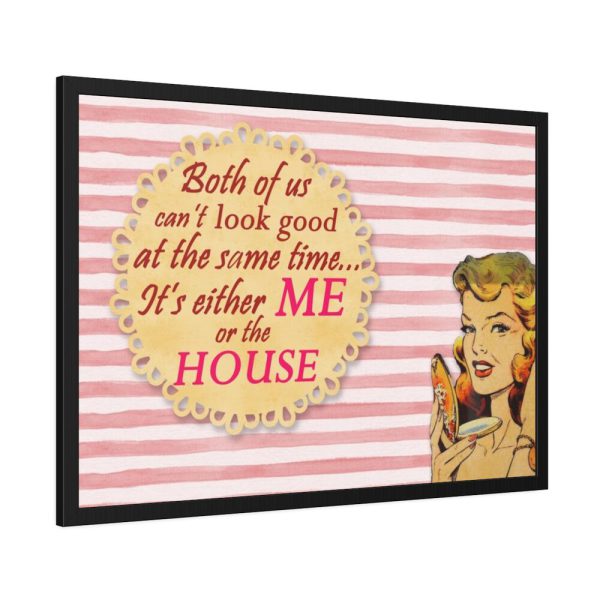 93855-249.jpg Glamorous Retro Woman With Humourous Sign Framed Poster