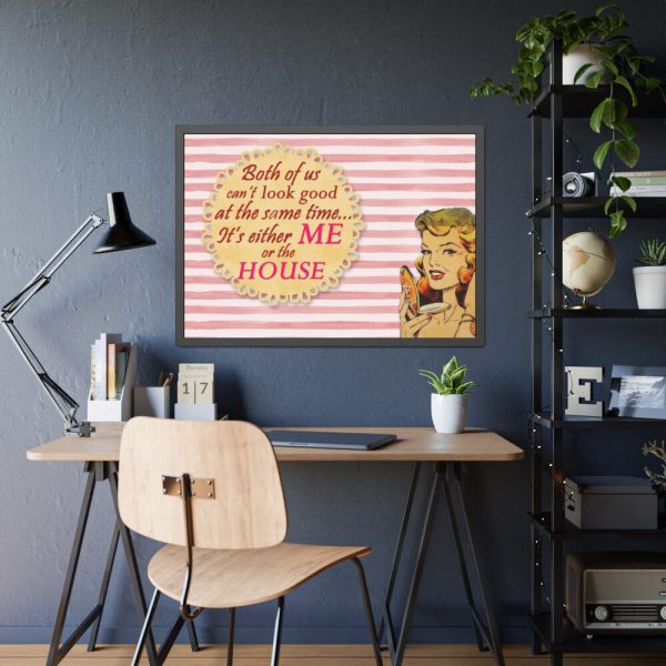 93855-250.jpg Glamorous Retro Woman With Humourous Sign Framed Poster