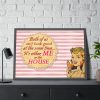 93855-251.jpg Glamorous Retro Woman With Humourous Sign Framed Poster
