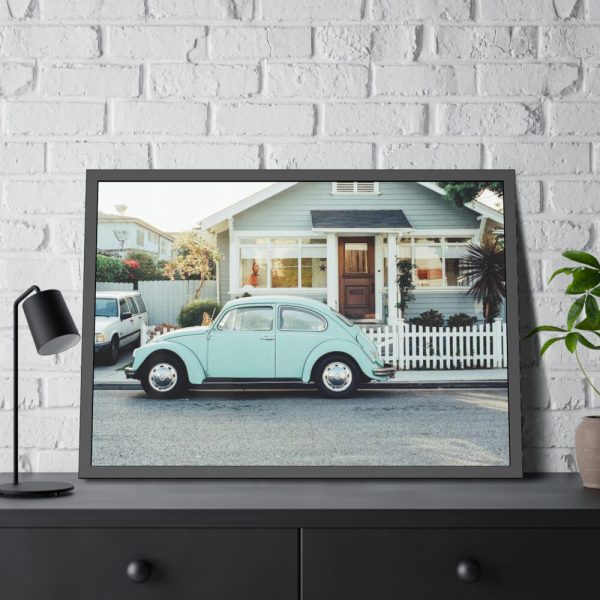 93855-291.jpg Vintage Car and House Framed Poster