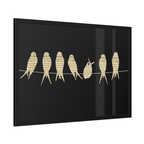 Birds Vintage Music Framed Poster