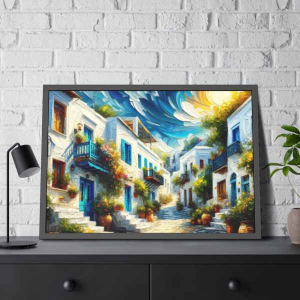 93855-339.jpg Mykonos Architecture and the Sea Framed Poster