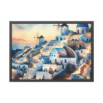 Oia Village in Santorini at Night Framed Poster - Image 5