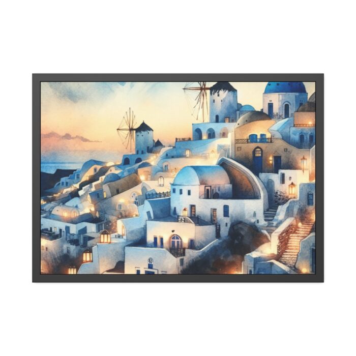 Oia Village in Santorini at Night Framed Poster - Image 5