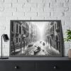 93855-367.jpg Black and White Venice Canal During Heavy Rain Framed Poster