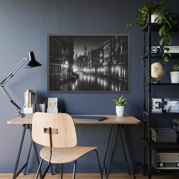 93855-398.jpg Venice Canal at Night Framed Poster